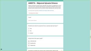 ANKETA - Nájomné bývanie Drienov